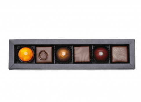 3 Formpralinen und 3 Schnittpralinen